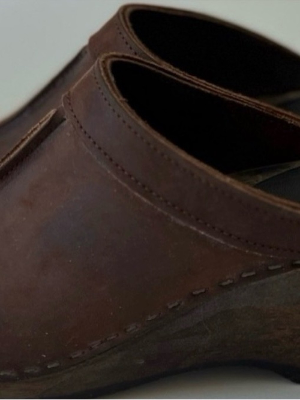 Sven Brown Leather Front Seam Mules Clogs 38 7.5-8 - Picture 2 of 14